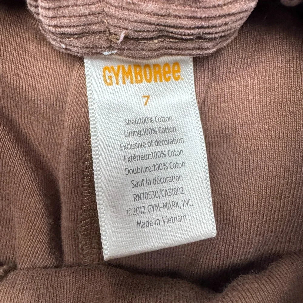 Gymboree Girls Size 7 Brown Corduroy Skort Embroidered Hearts Ruffle Hem Cotton